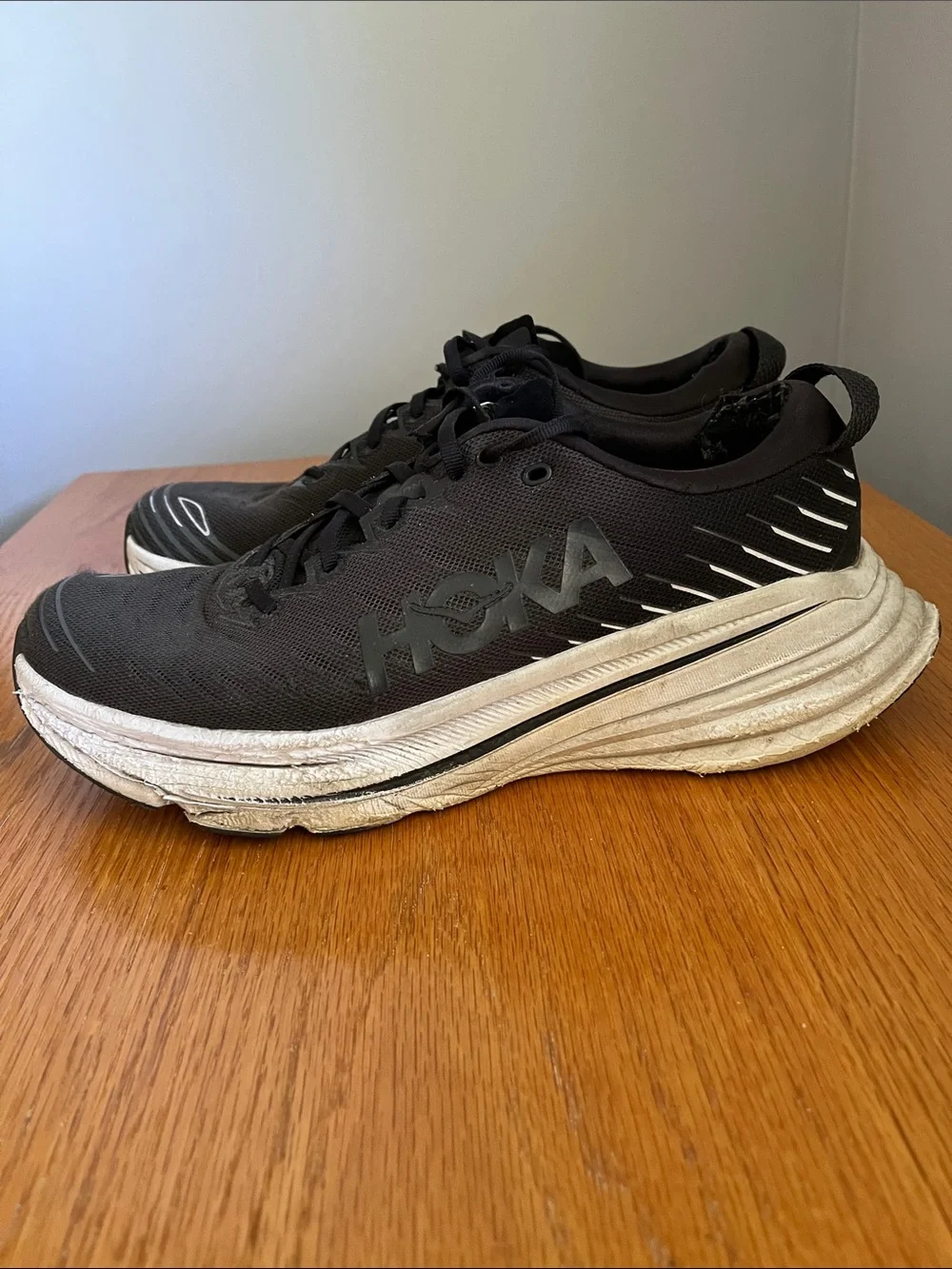 Hoka Black Sneakers with White Soles US 11 - Picture 4 of 8